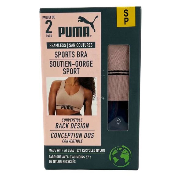 Puma | Women's Seamless Sports Bra 2 Pack | Navy & Nude | Small - Picture 1 of 3